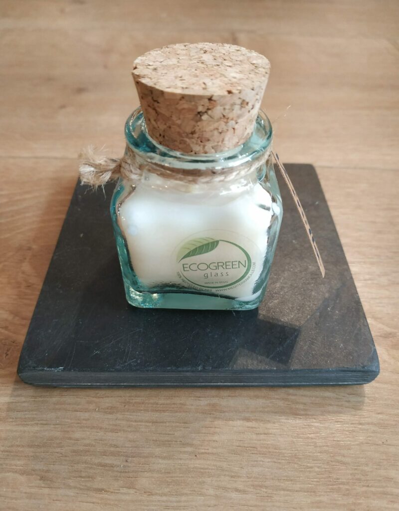 Candle glass jar with recycled glass